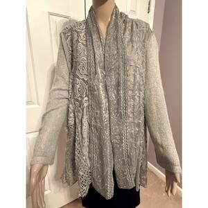 NWT Women's Multiples Lake House Sterling Cardigan & Tank Set, Size 1X